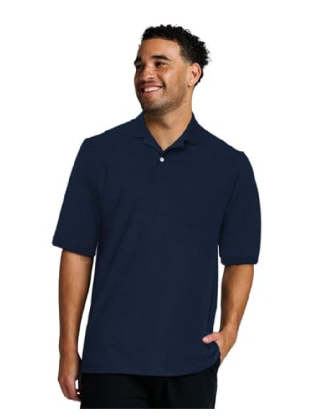 Men's Moisture Wicking Short Sleeve Polo Shirt Regular Fit Two Button
